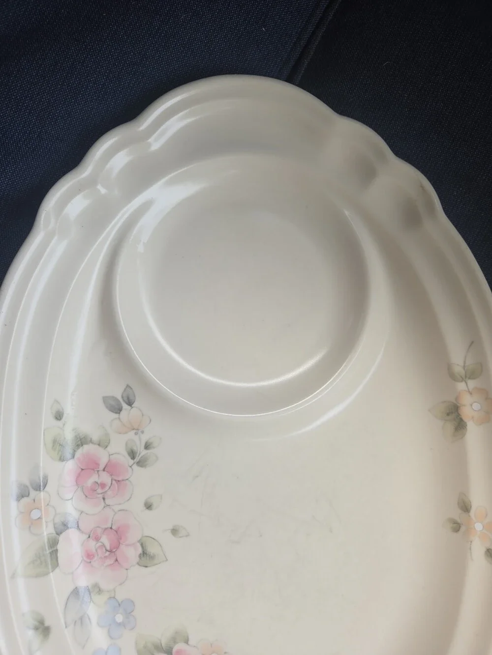 Pfaltzgraff Tea Rose Oval Platter Cream Floral Ceramic - Used